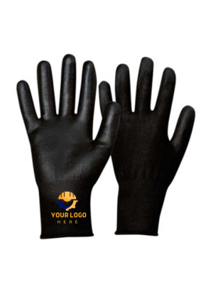 GripGuard Black PU Gloves with Your Logo Printed
